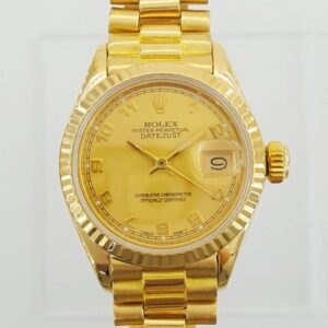 Rolex Ladies DateJust President 6917 18K Yellow Gold Black Dial 26mm